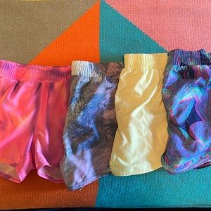 4 pairs All in Motion Girls running shorts w/built-in brief